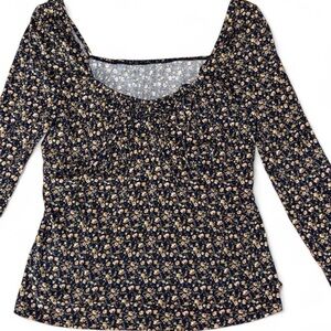 SHEIN Black Floral Long Sleeve Top
